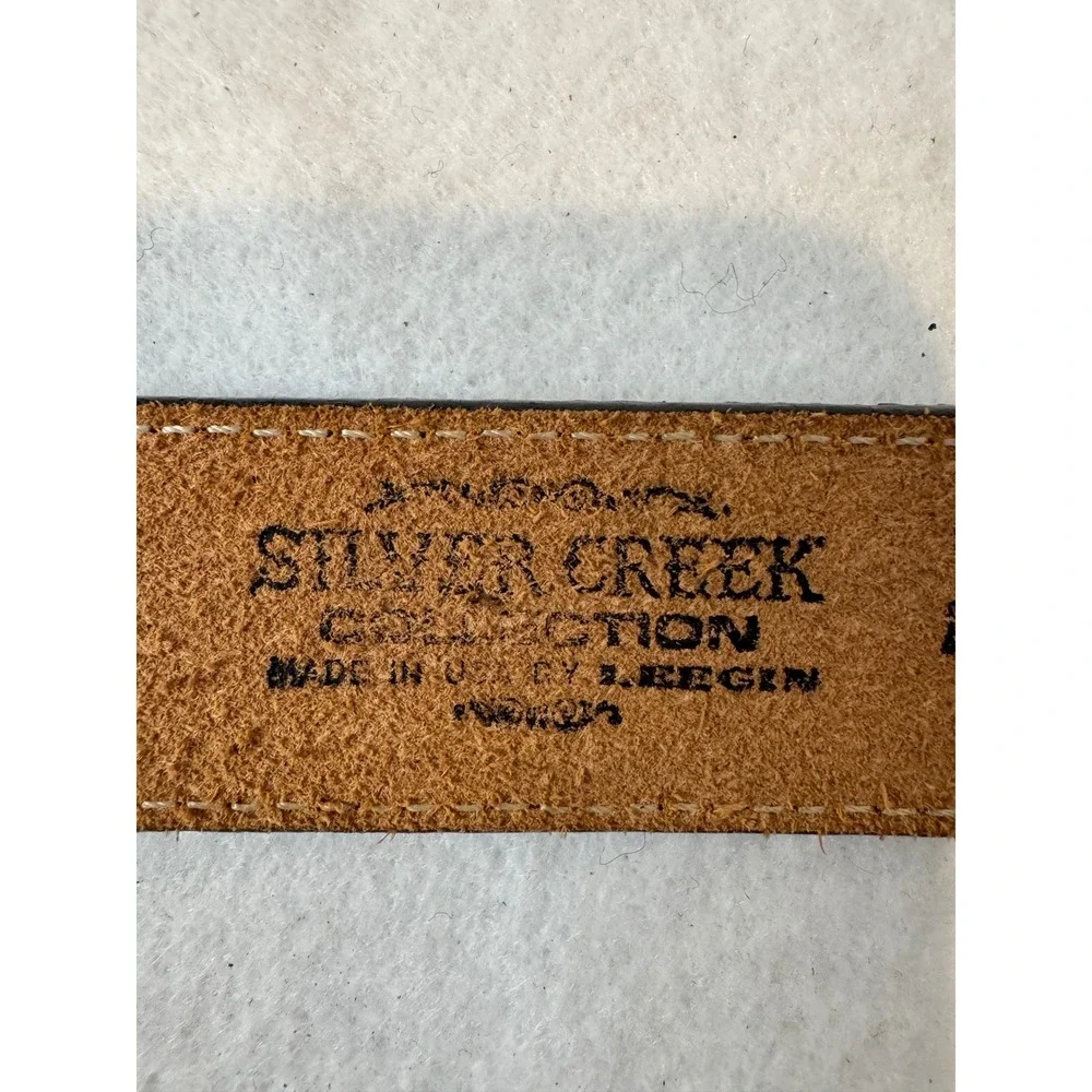 Silver Creek Genuine Leather Belt Southwestern Woven‎ Inlay Size 32
